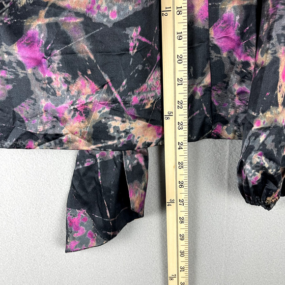Tia Cibani Amethyst Satin Top Blouse Womens 4 Abstract Lagenlook Colorful NWT - Picture 6 of 15
